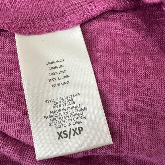 Eri + Ali Linen Blouse Ruffles Sleeves Scoop Neck Cross Back Lightweight Fuchsia - Picture 10 of 11